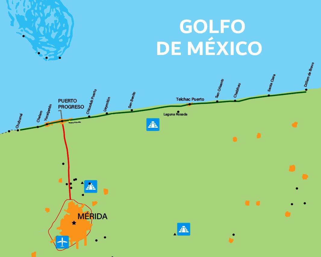 invertir en la playa: mapa de la costa esmeralda en Yucatán